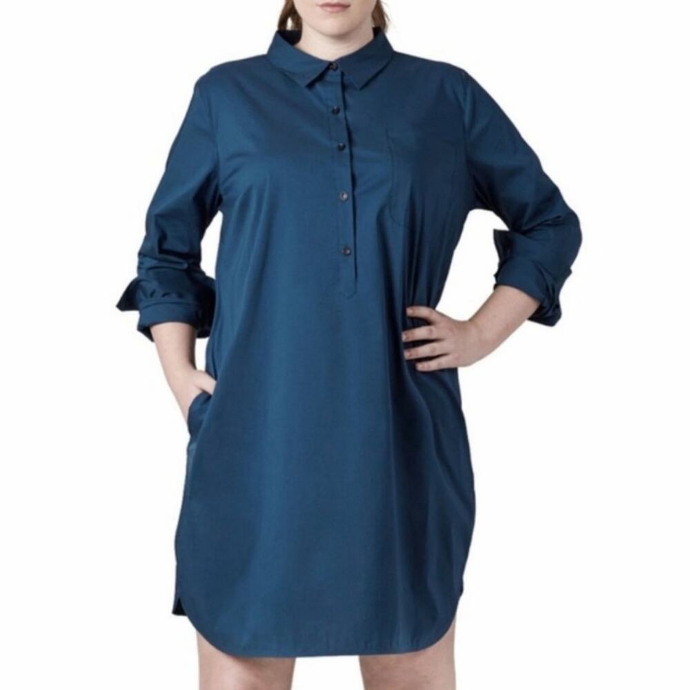 Universal Standard Rubicon Shirt Dress | Blue, Size XSmall